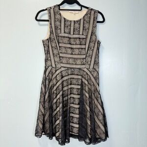 Altar'd State Womens Black Floral Lace Sleeveless Fit & Flare Dress Medium r